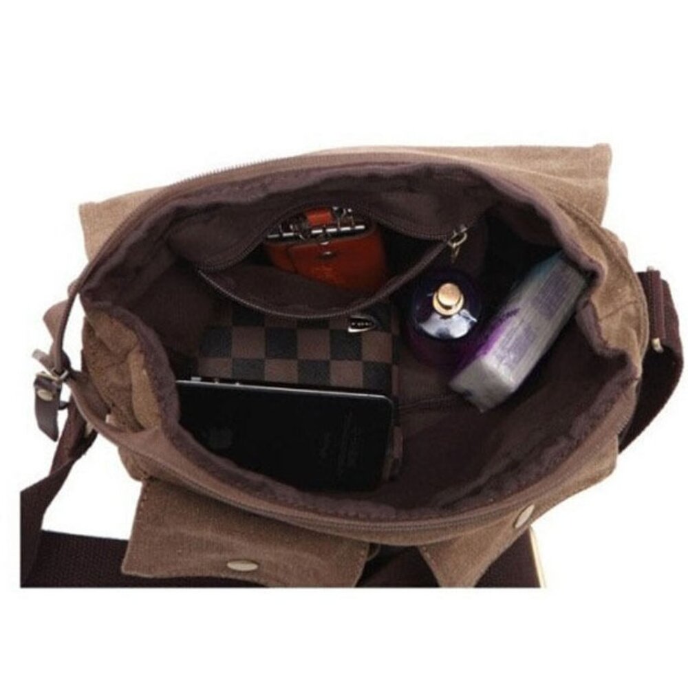 Vintage Men's Canvas Messenger Shoulder Bag Crossbody School Book Bags S… - Picture 4 of 4